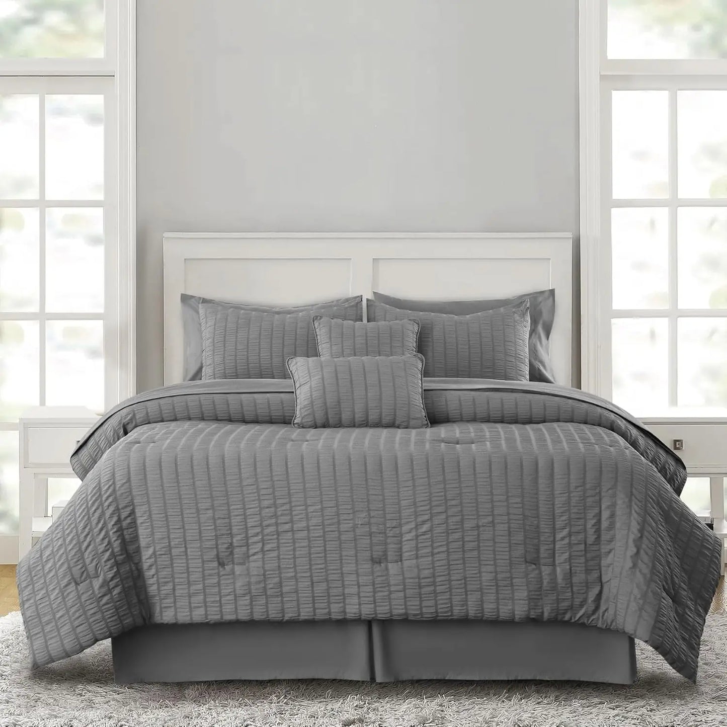 LDC Lux Decor Collection Seersucker Comforter Set Bed In Bag