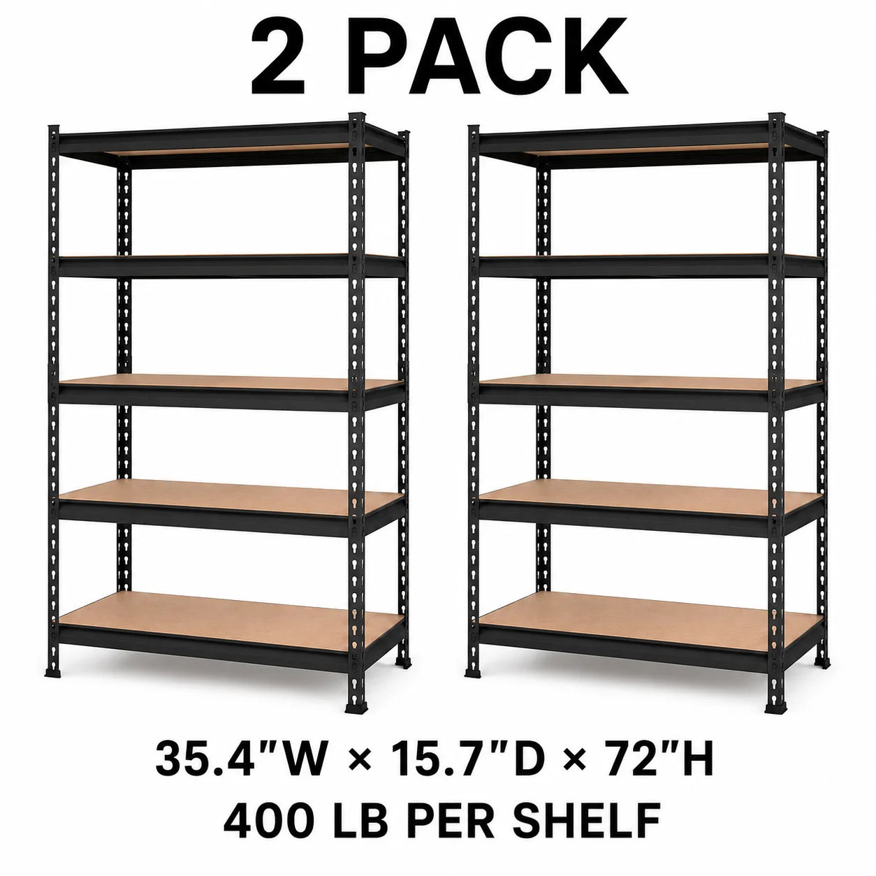 5-Tier Garage Storage Shelving Unit With Adjustable Metal Racks And MDF Shelves