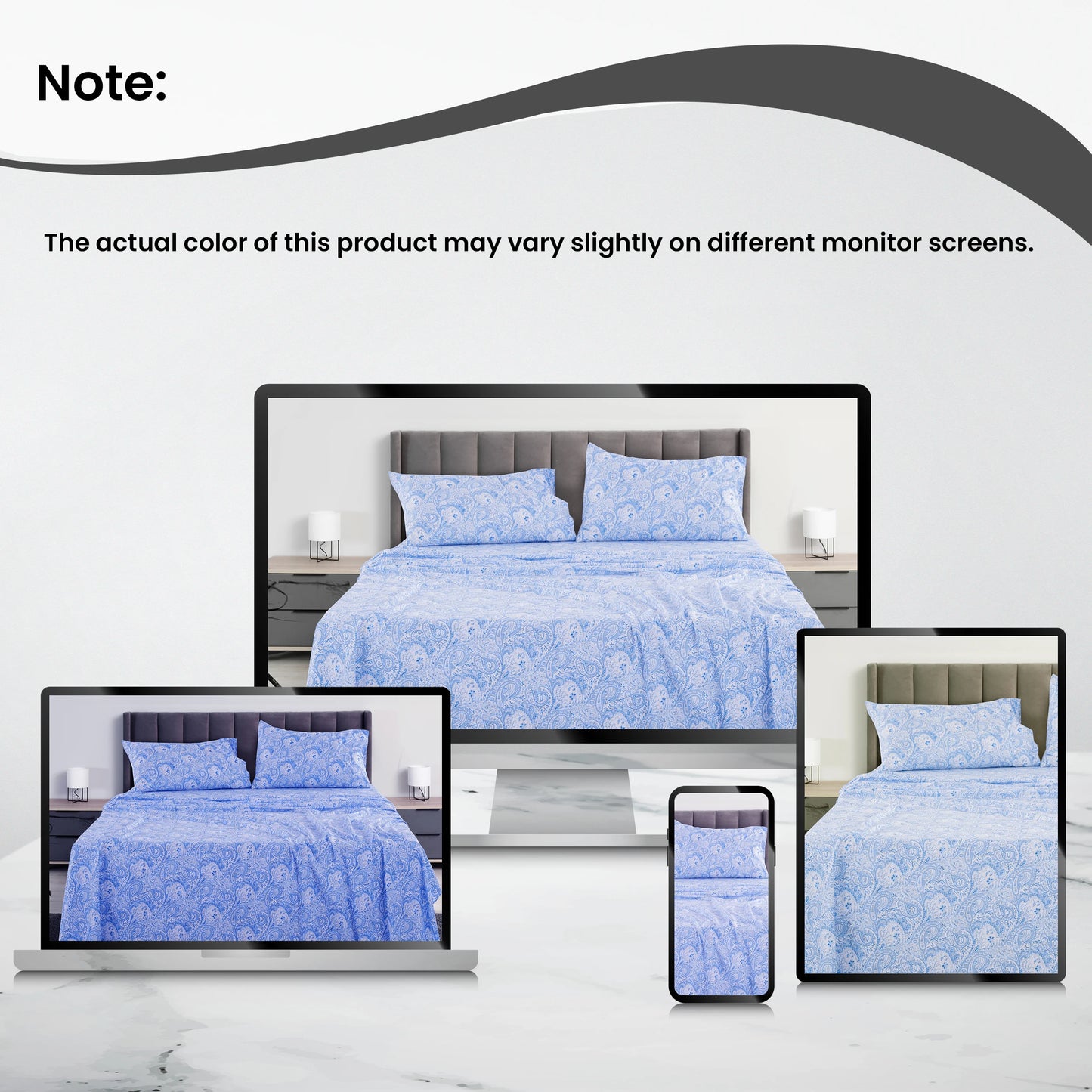 LDC Lux Decor Paisley Microfiber Sheet Set Soft Wrinkle Free