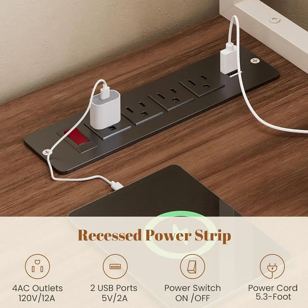 L Shaped Computer Desk With Power Outlet And Home Office