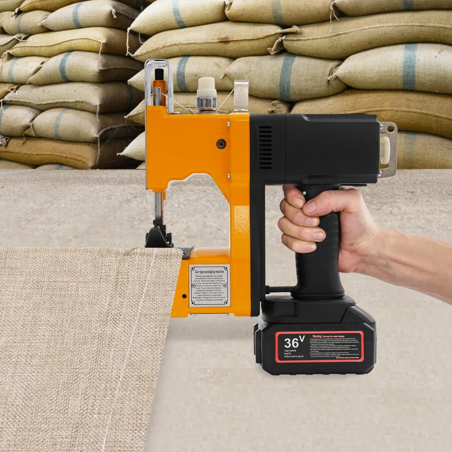 36V Cordless Bag Sewing Machine 210W Portable Sack Sealer
