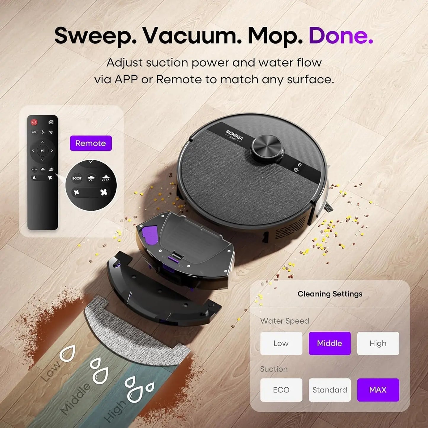 XMSJ 7000Pa Robotic Vacuum And Mop Combo With Li Navigation