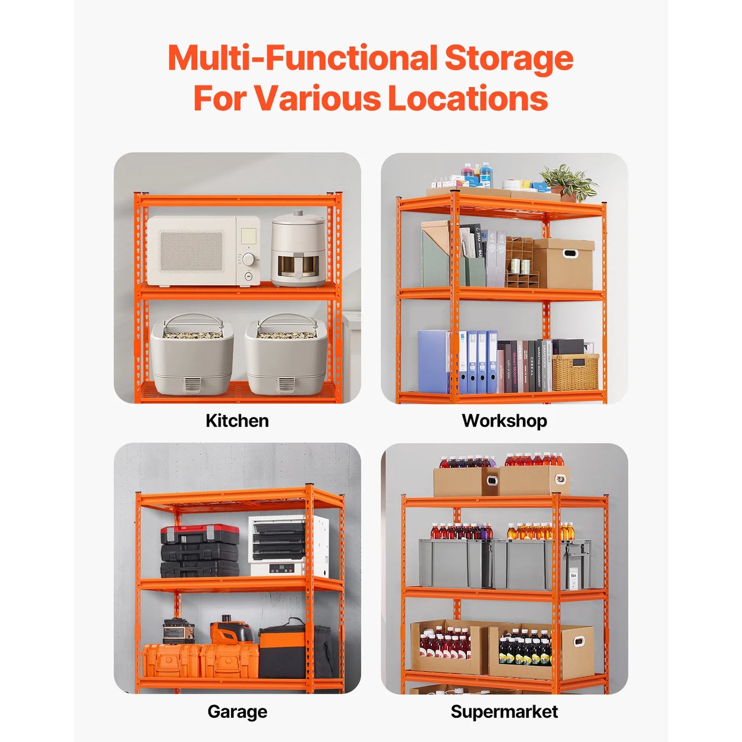 4 Tier Garage Shelving Unit Heavy Duty Storage Shelves