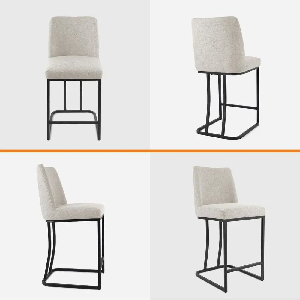 Counter Height Upholstered Bar Stools Set of Four Metal Frame