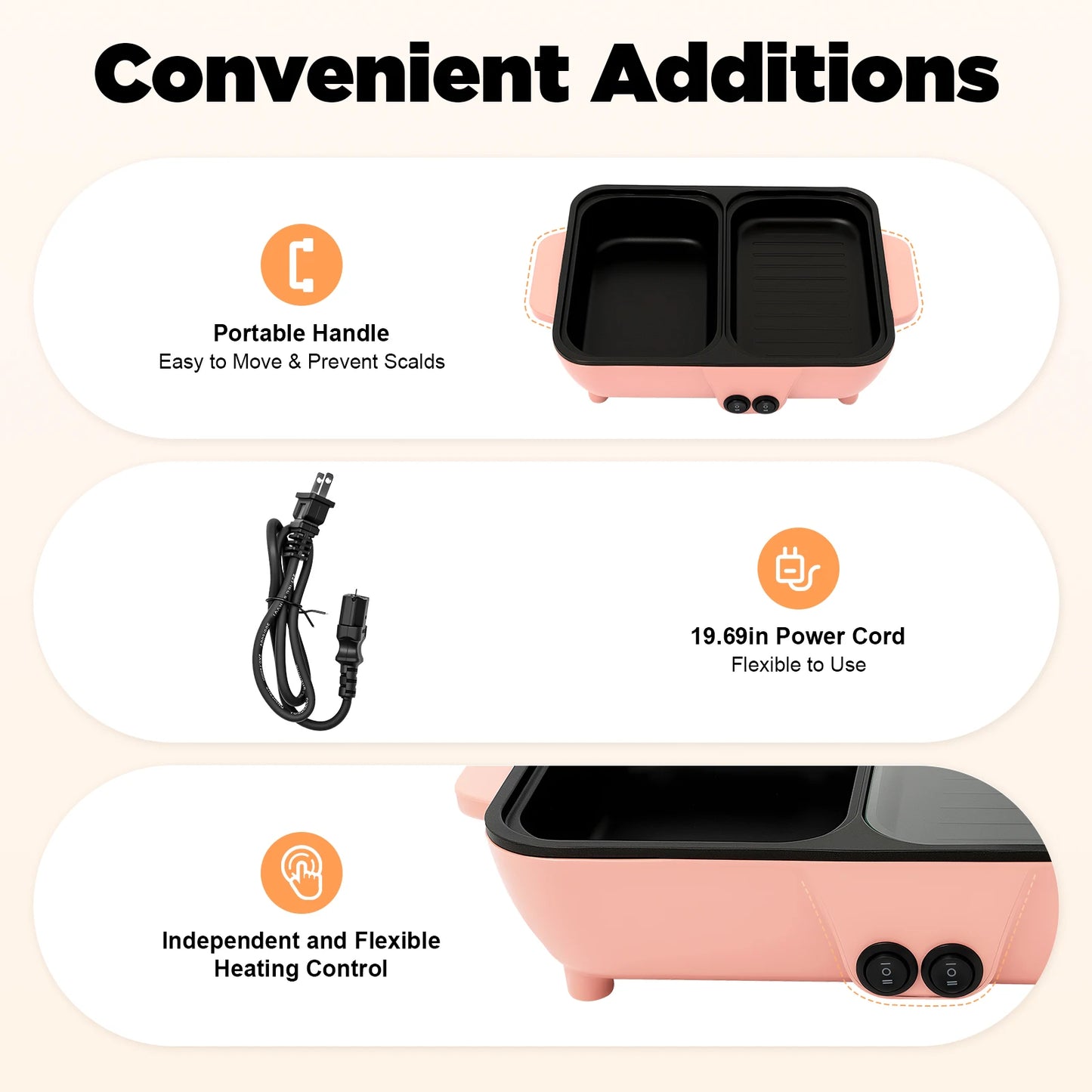 2 In 1 Electric Hot Pot Featuring Griddle And Tabletop