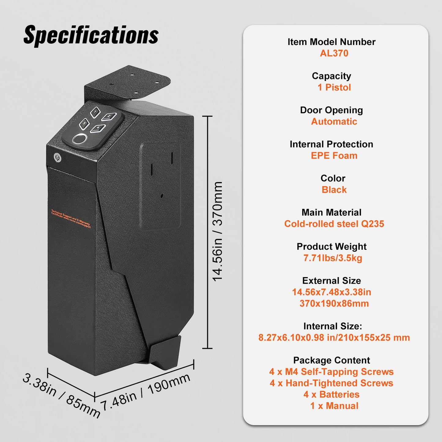 SucceBuy Biometric Fingerprint Pistol Safe Quick Travel Steel Lockbox