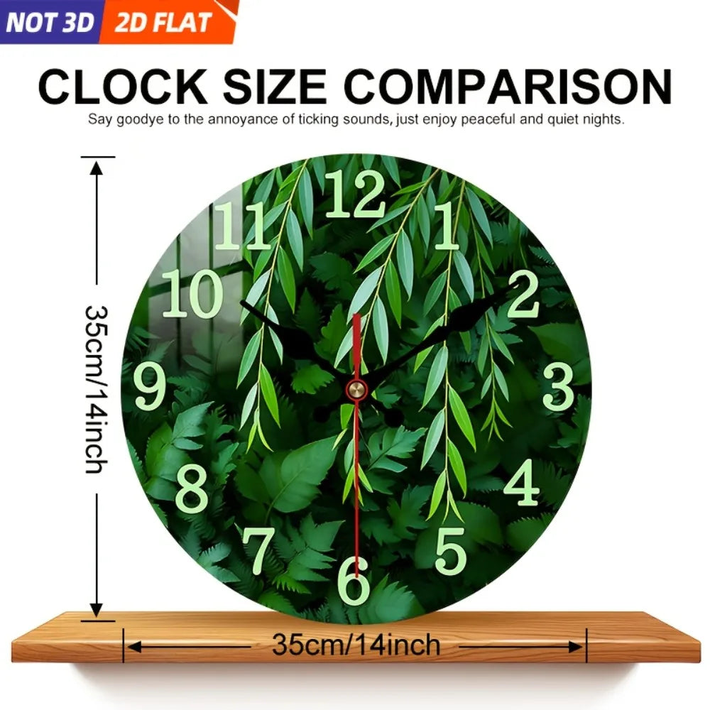 XMSJ Plant Theme Wall Clock Silent Decorative Clock