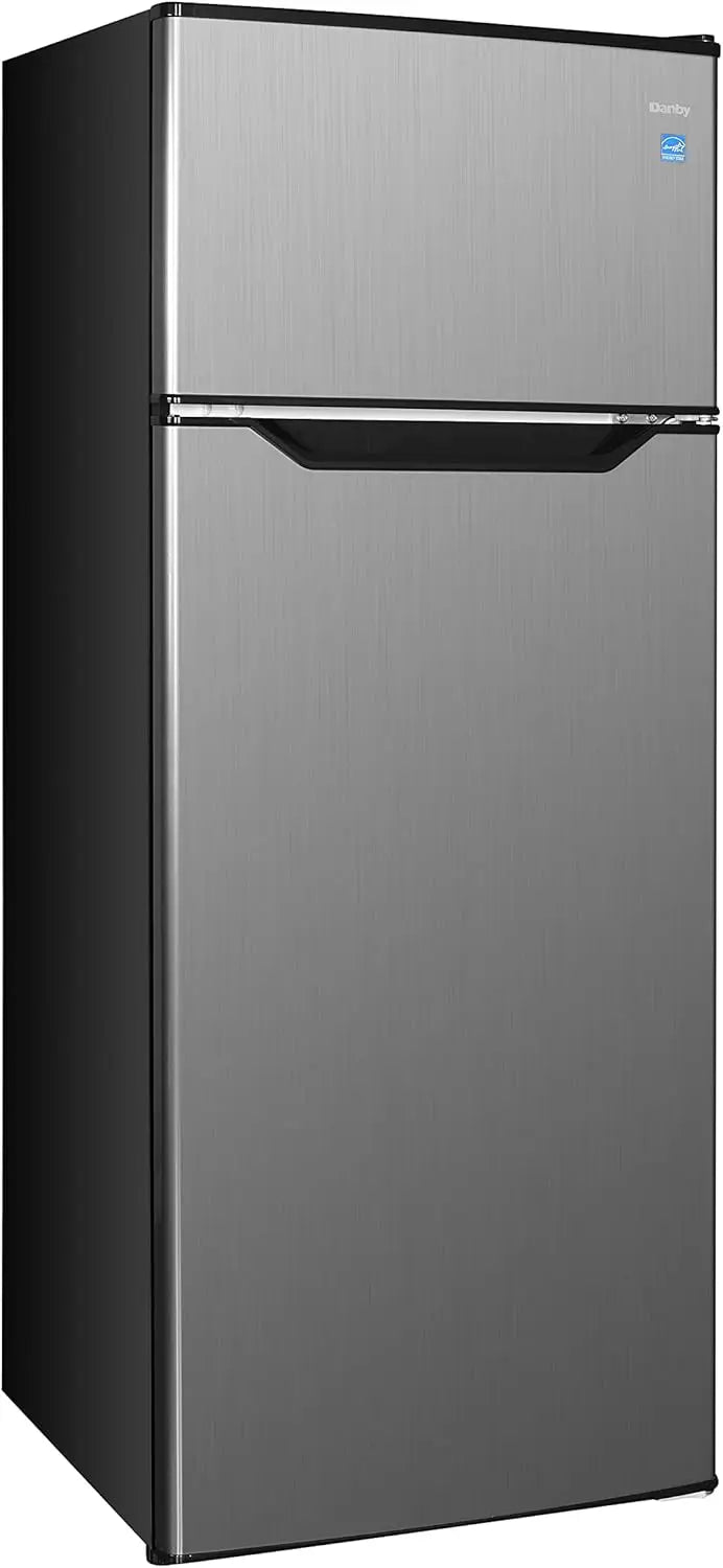 XMSJ Compact Stainless Steel Mini Fridge for Small Kitchens