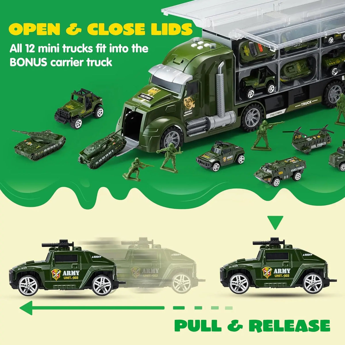 Joyfy Military Carrier Truck Toy Set With Soldiers And Tanks