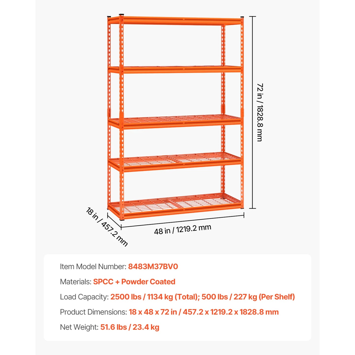 Metal Garage Shelving Unit 5 Tier Adjustable Warehouse