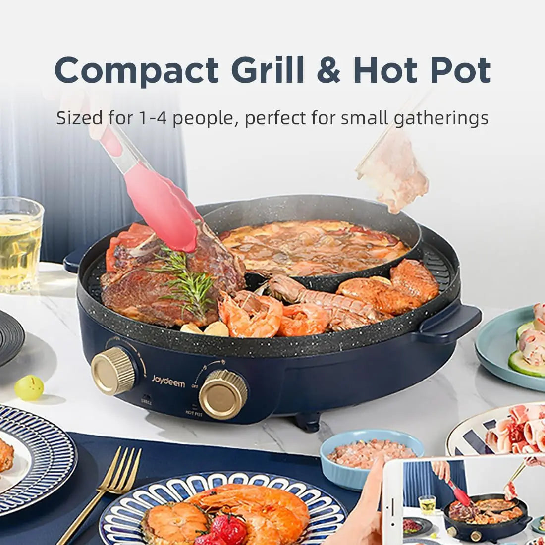 XMSJ 2-In-1 Electric Grill And Shabu Shabu Hot Pot Indoor