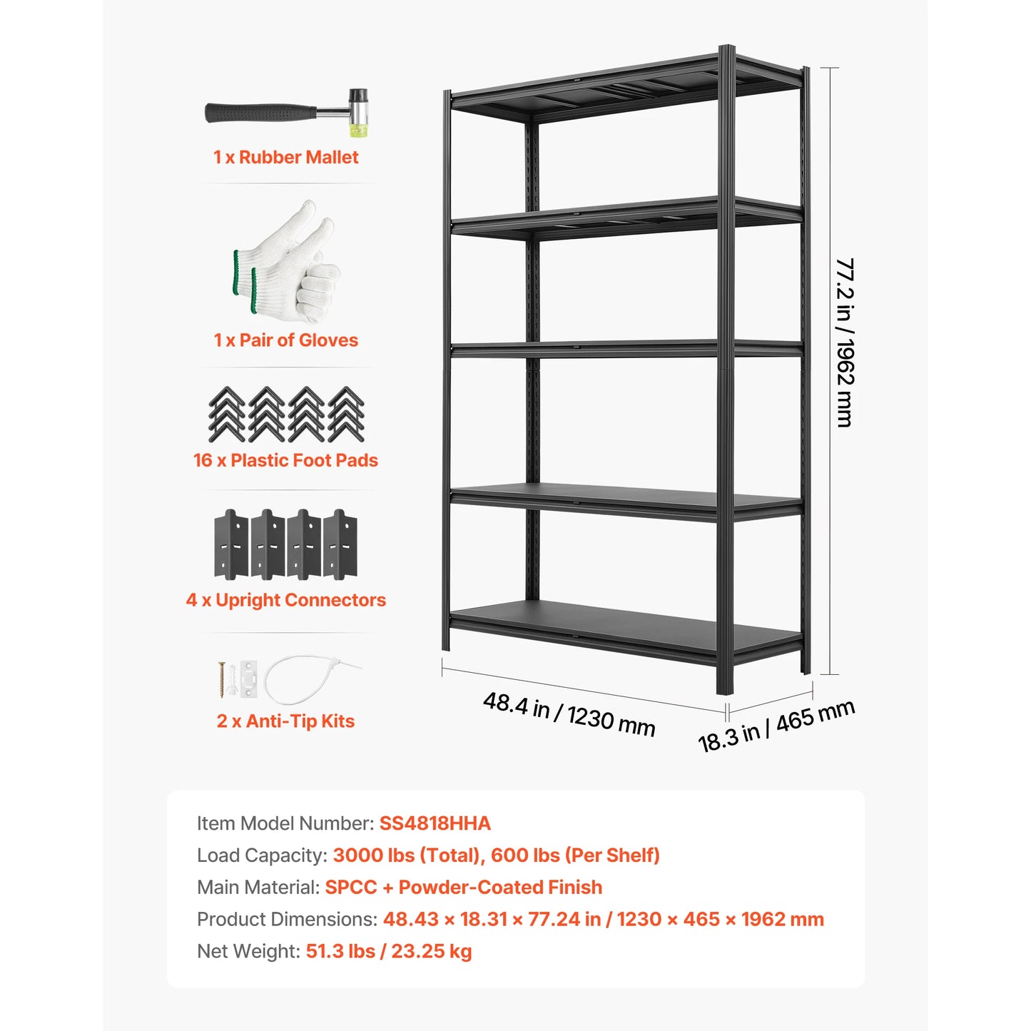 SucceBuy 4/5-Tier Adjustable Garage Storage Shelves Utility Rack