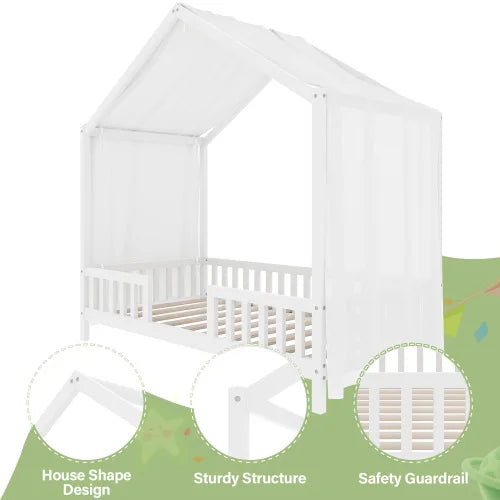 Montessori Floor Bed With Canopy Twin Bed Frame For Kids