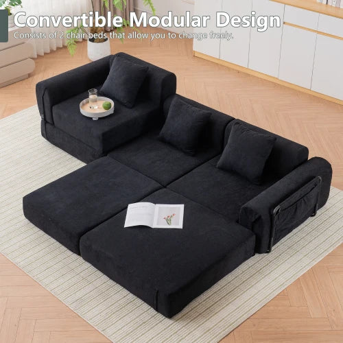 Triple Fold Convertible Lounge Chair Sofa For Living Room