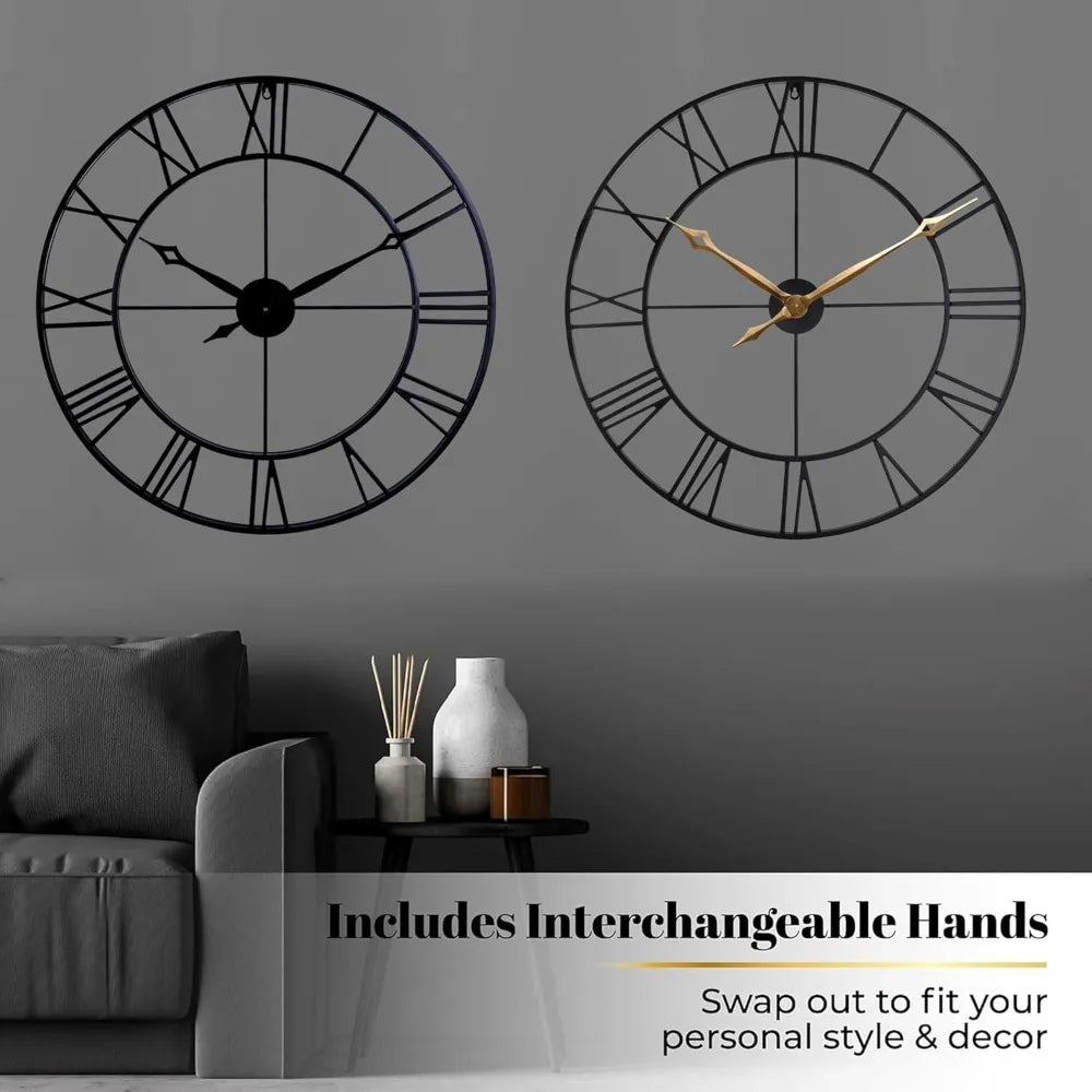 Modern Industrial Wall Clock With Bold Analog Numerals For Living Room
