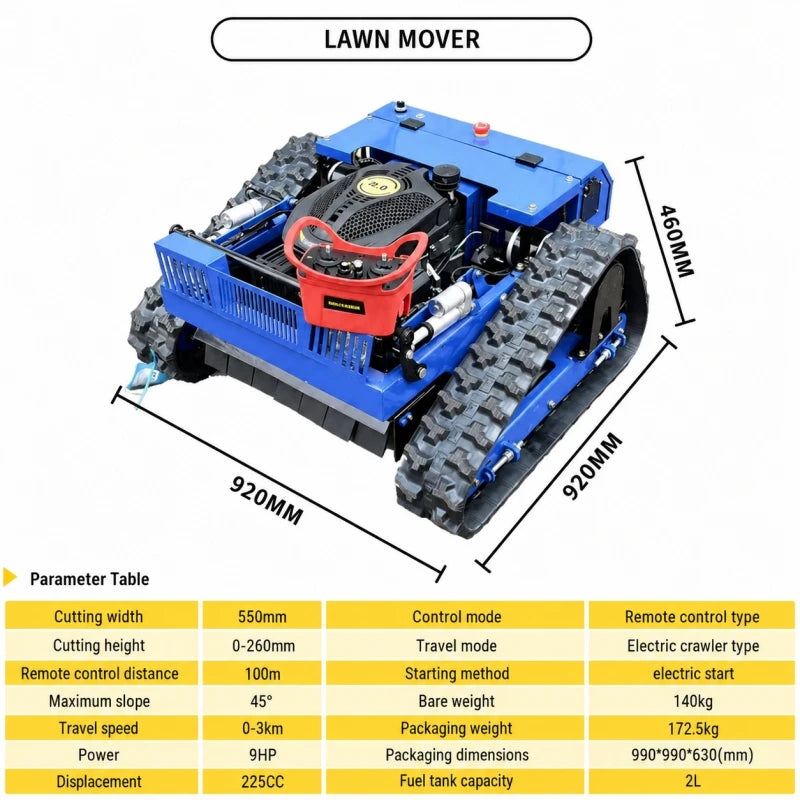 DEEPKRON Remote Control Zero Turn Slope Mower With Weeding Cutter