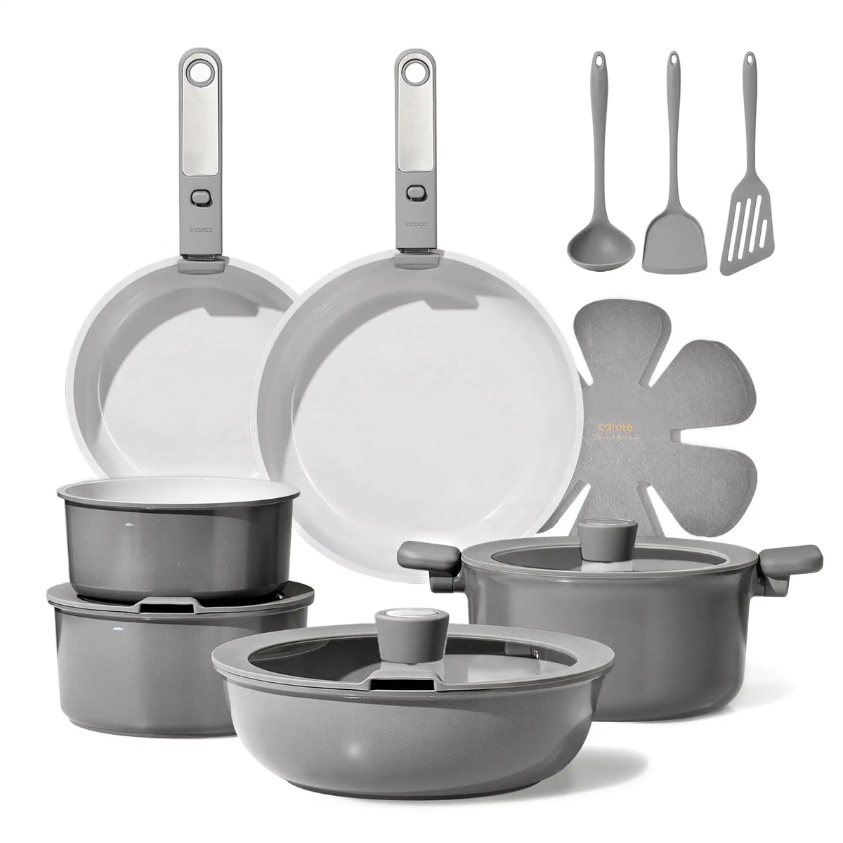 CAROTE 19 Piece Ceramic Nonstick Cookware Set With Detachable Handles