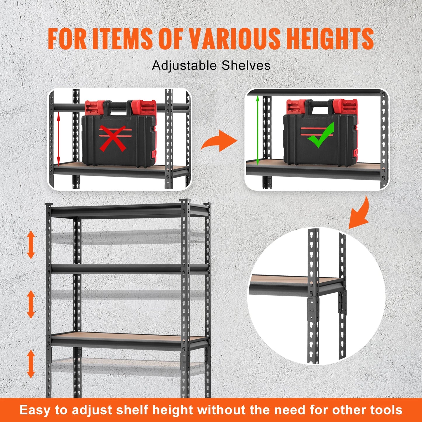VEVOR Heavy Duty Five Tier Storage Shelving Unit For Garage