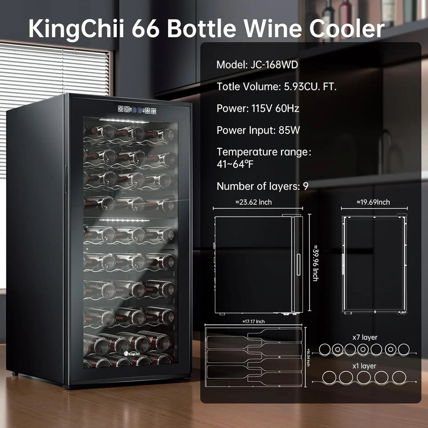 XMSJ Dual Zone Wine Cooler With Digital Control And Quiet Operation Freestanding
