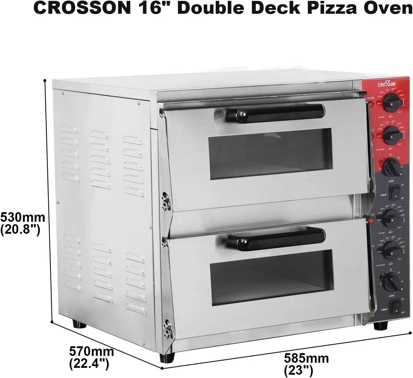 XMSJ Electric Pizza Oven With Stone Dual Deck Indoor Use