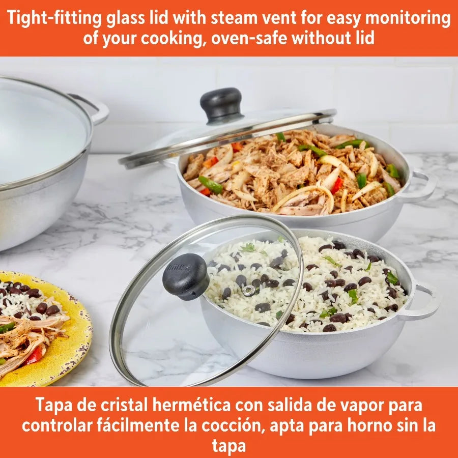 IMUSA Cast Aluminum Caldero Cookware Set With Tempered Glass Lids
