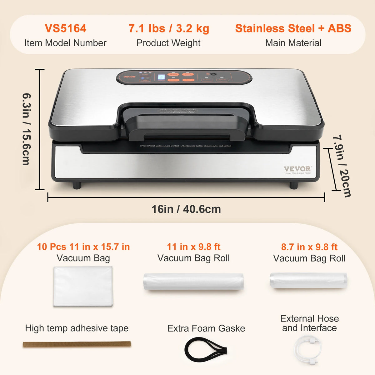 SucceBuy Commercial Automatic Food Vacuum Sealer With Bag Roll Cutter
