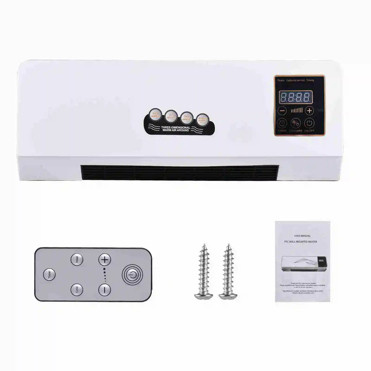 Wall Mounted Dual Function Heater And Fan With Digital Timer