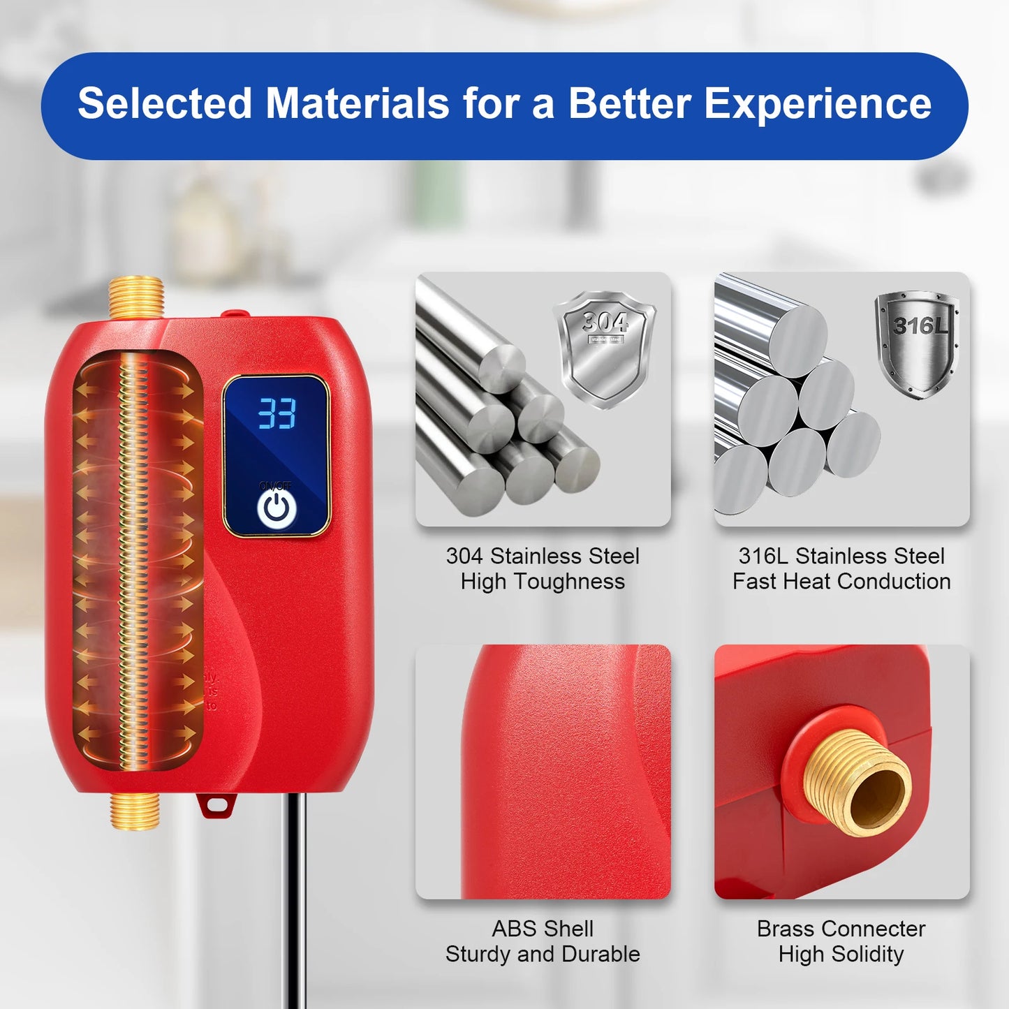 Sweetmile 3000W Instant Tankless Water Heater With Digital Display