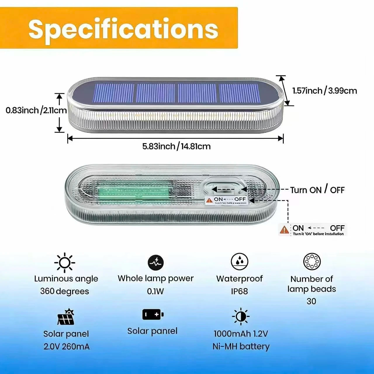 Solar LED Deck Lights Auto On Off IP68 Waterproof Outdoor 4 Pack