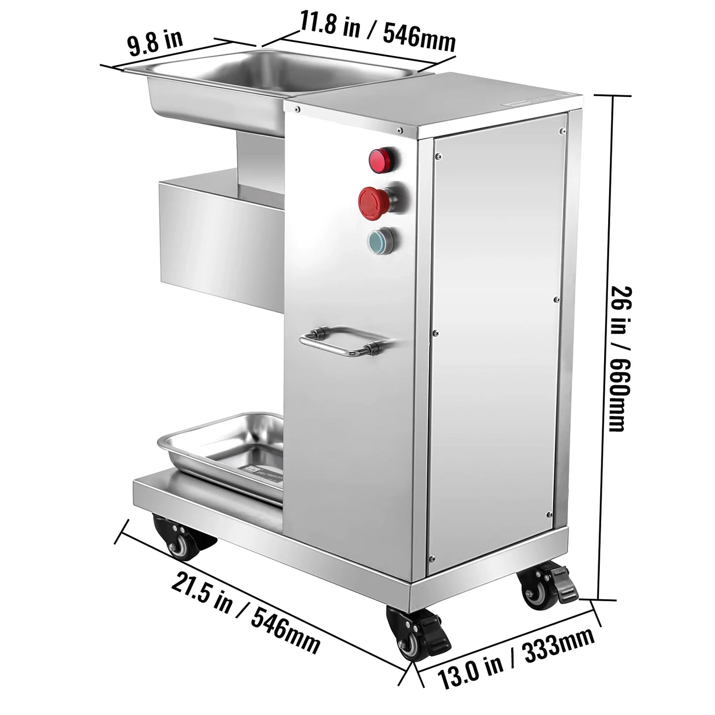 VEVOR Electric Meat Slicer 750W Stainless Steel 3mm Blade
