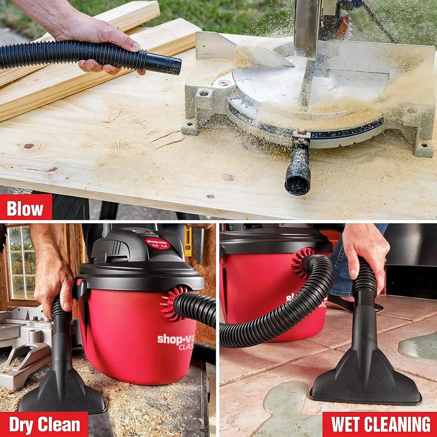 XMSJ 2.5 Peak HP Wet Dry Vacuum Portable Collapsible Handle