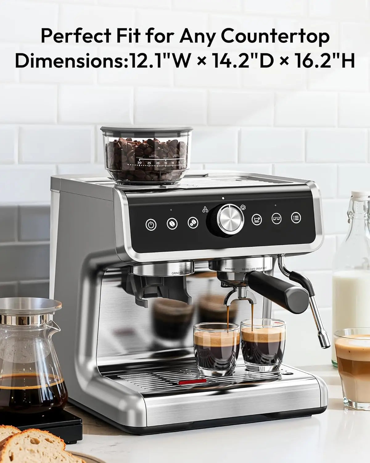 Home Espresso Machine With Built In Grinder And Milk Frother 20 Bar