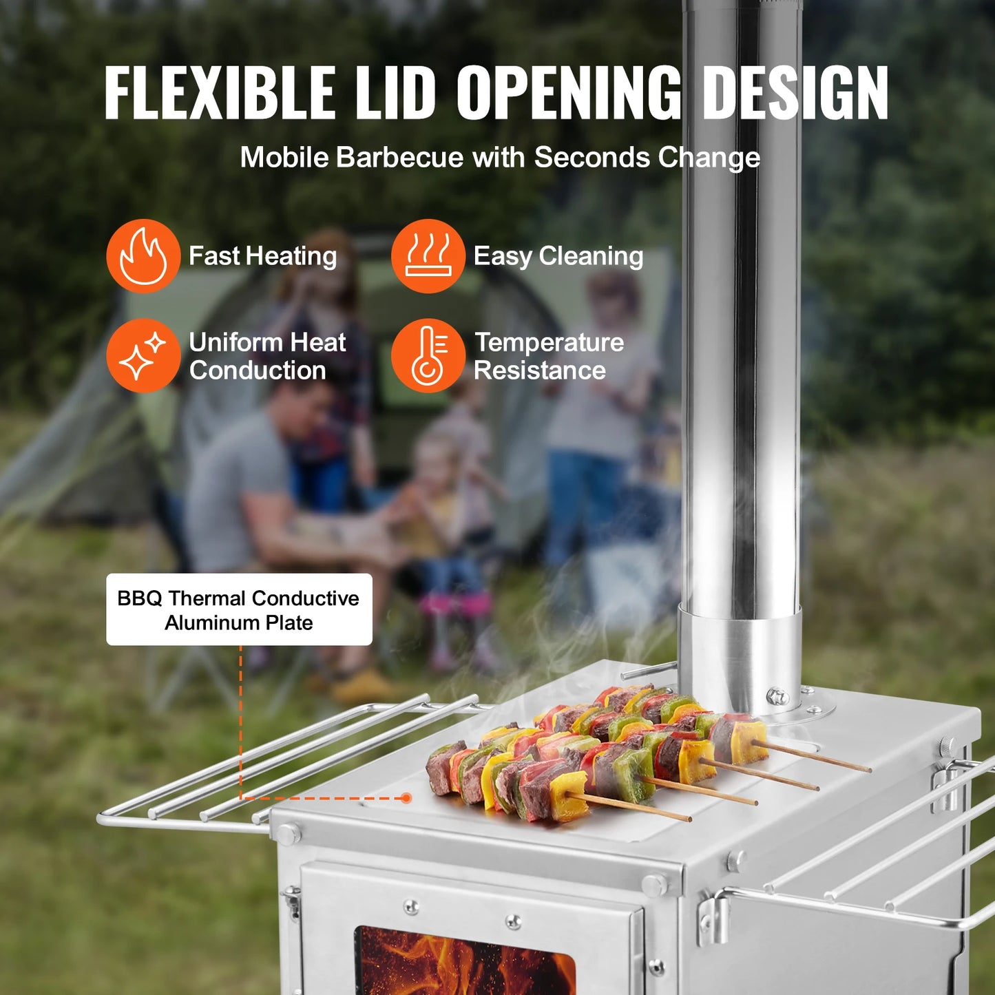 SucceBuy Wood Stove For Camping Portable Tent Stove With Chimney