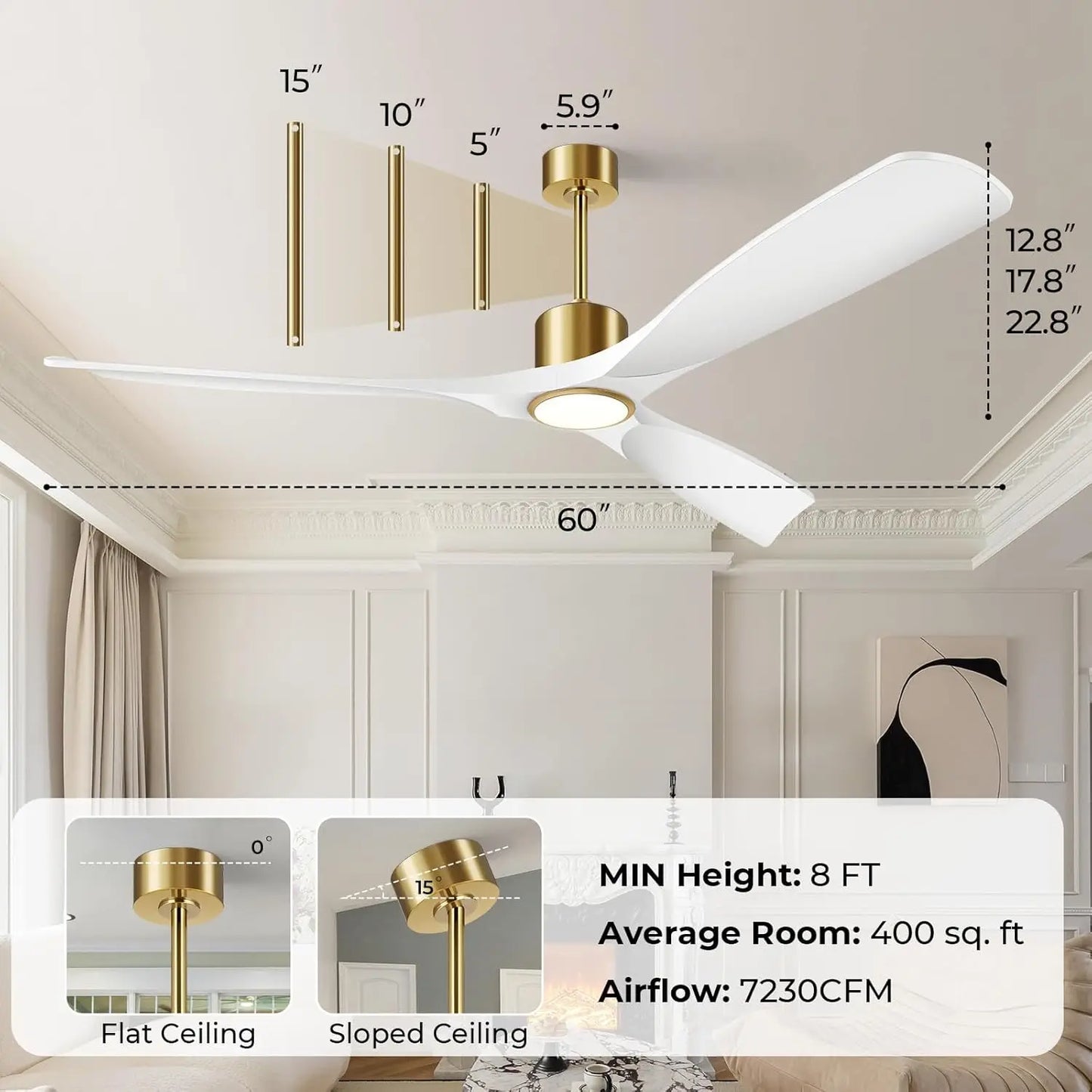 XMSJ Modern Ceiling Fan With Lights Smart App DC Motor