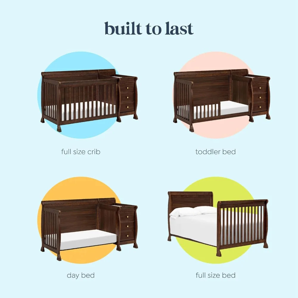 US Shipping 4 In 1 Convertible Baby Crib With Table