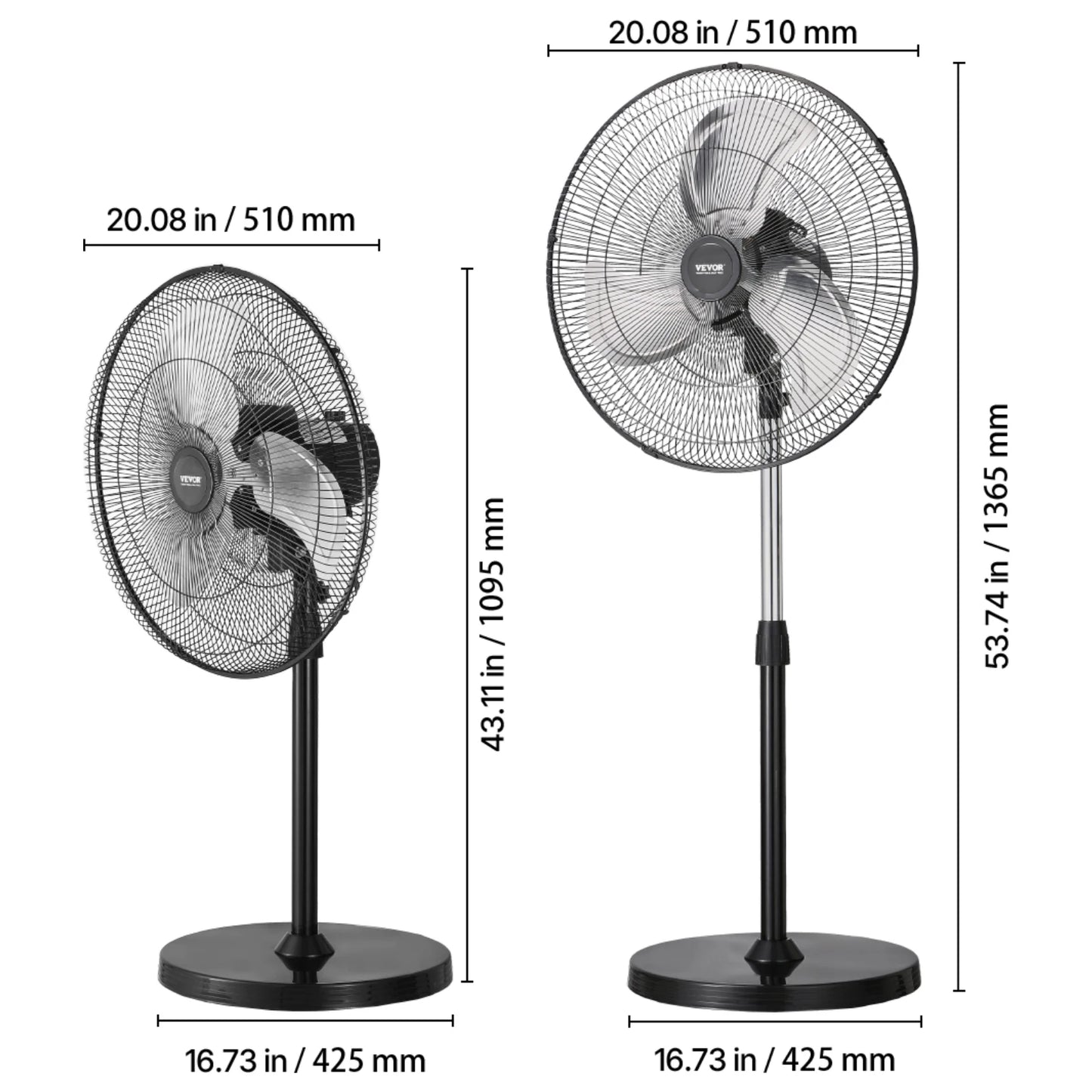 SucceBuy Industrial Pedestal Fan 85 Degree Oscillating 3 Speed Remote