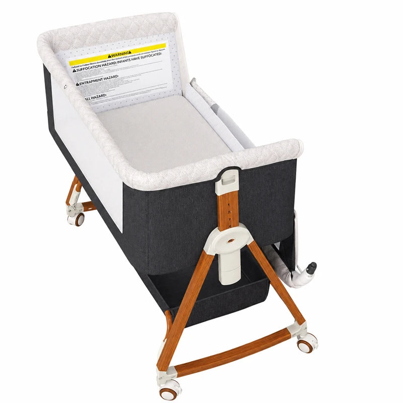 3 In 1 Baby Bassinet Crib With 6 Adjustable Heights Bedside Portable Rocking