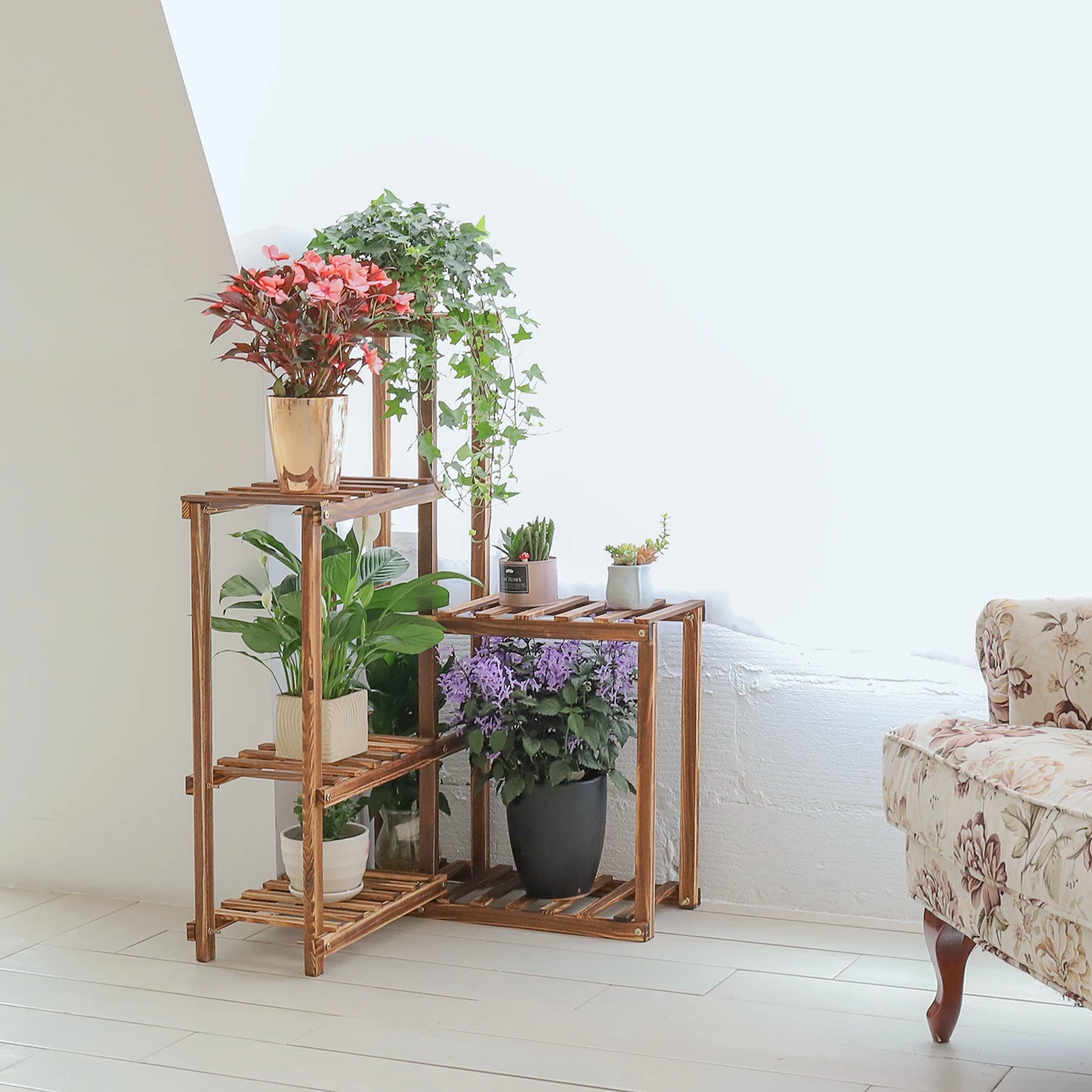 Wisfor 6 Tier Wood Plant Stand Corner Ladder Display Rack