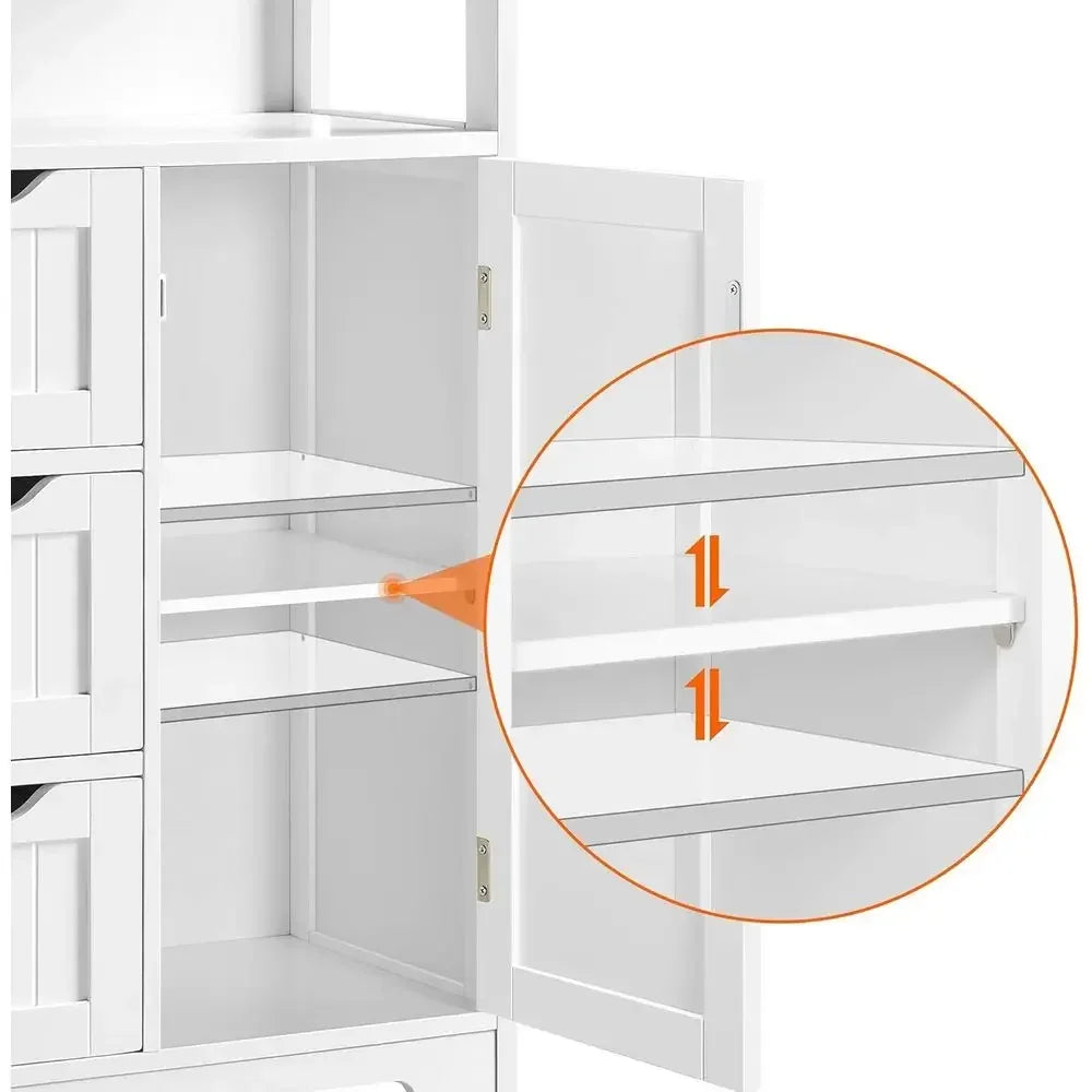 Bathroom Floor Cabinet Wooden Storage Organizer With One Door Shelves