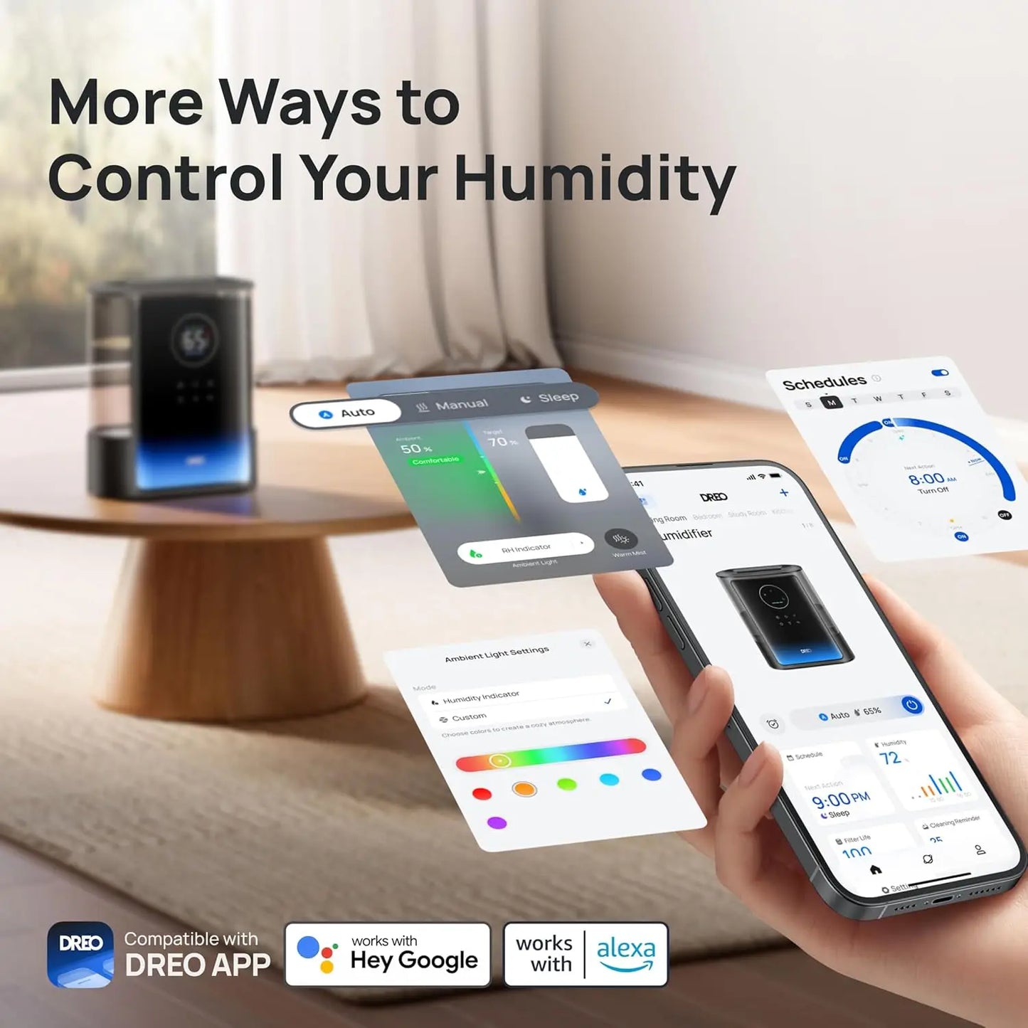 XMSJ 8 Liter Smart Humidifier For Large Rooms With Warm And Cool Mist