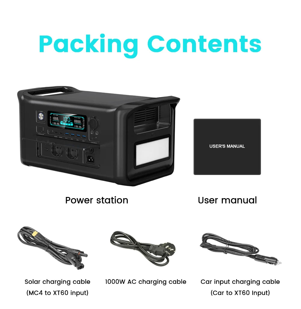 Ctology 1800W Portable Power Station LiFePO4 Solar Generator
