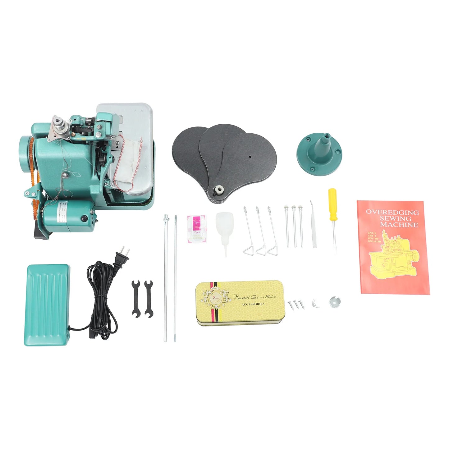 Industrial Overlock Sewing Machine 150W Durable Cast Iron Body