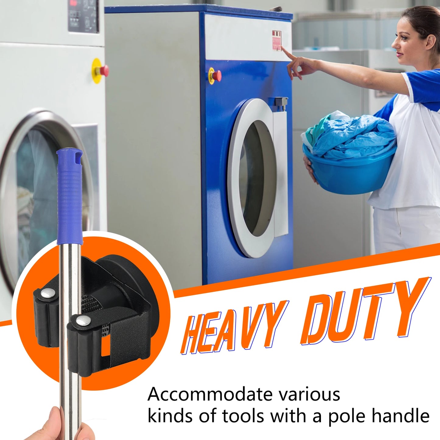 Magnetic Broom And Mop Holder Wall Mount Organizer