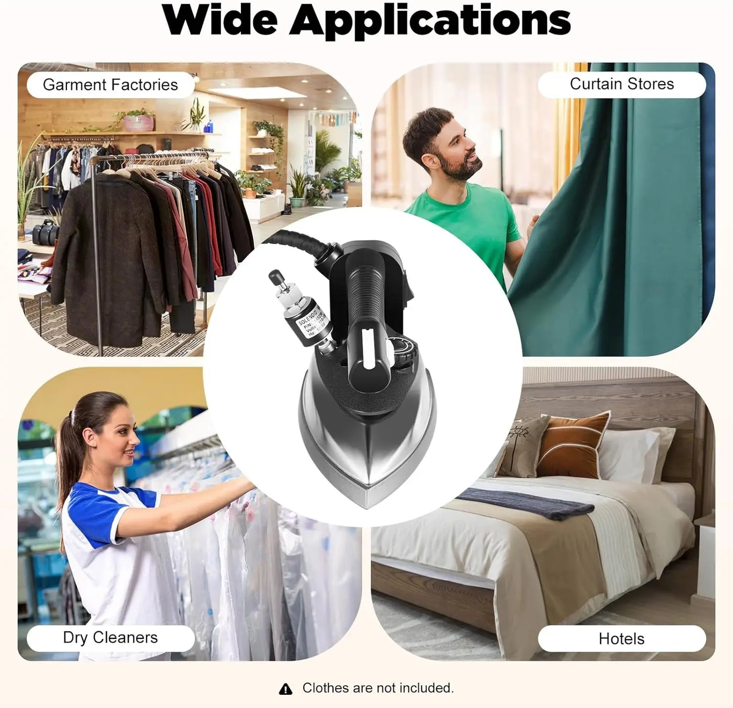 XMSJ Industrial Steam Iron 110V 1200W With Gravity Feed