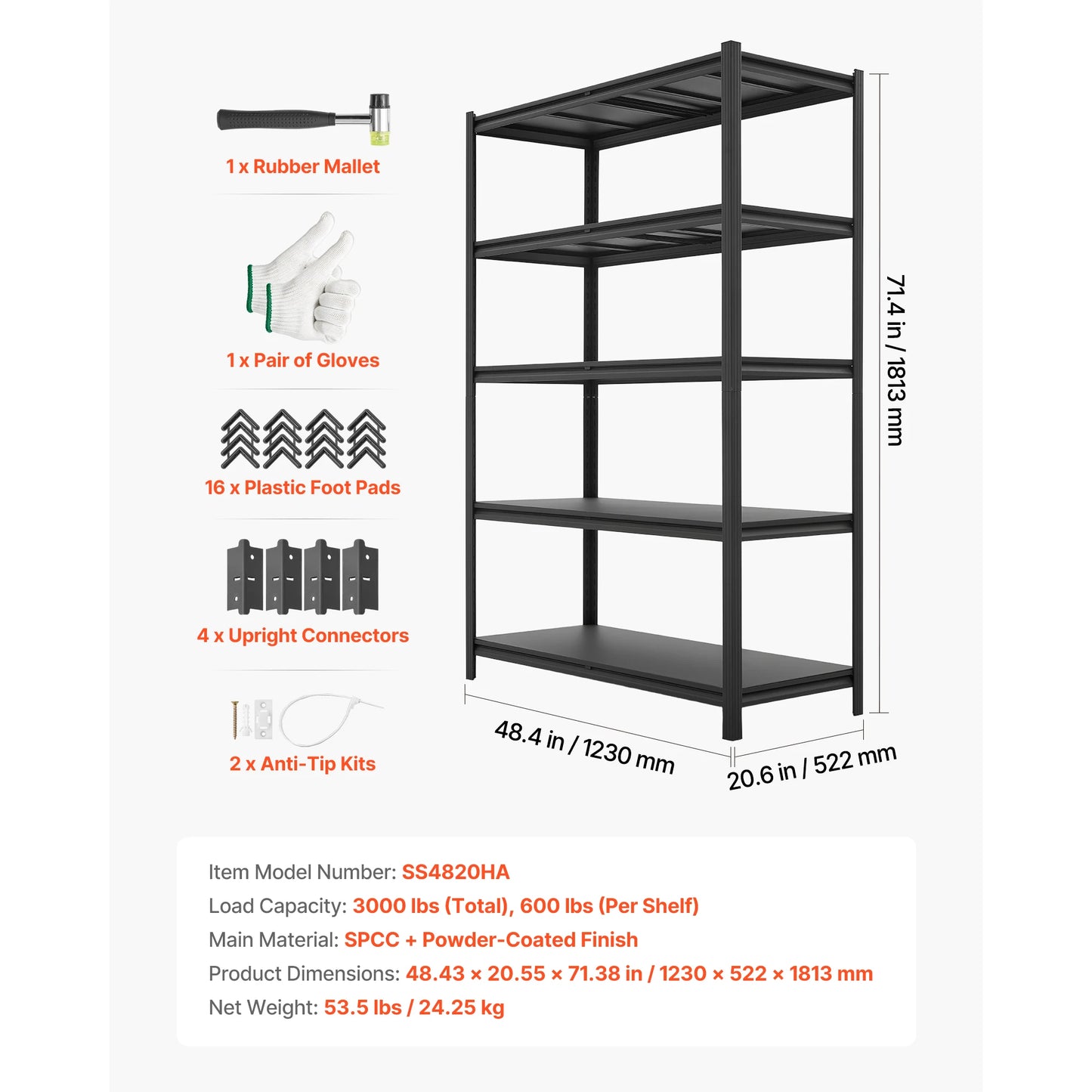 SucceBuy Adjustable Metal Garage Storage Shelving Unit