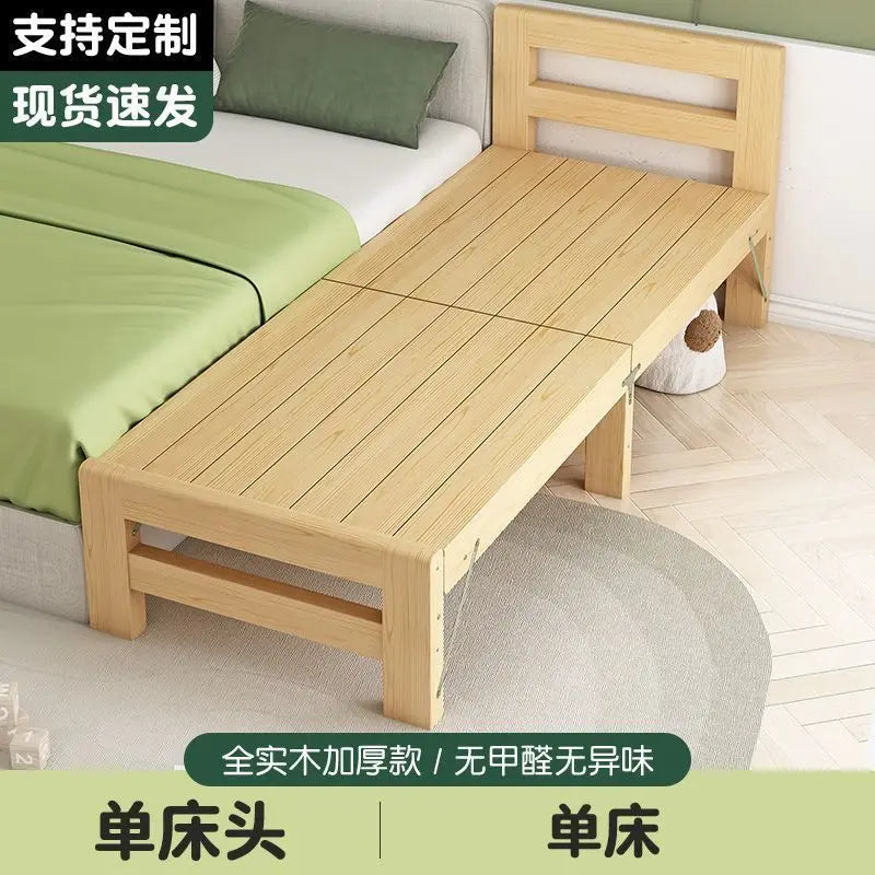 Solid Wood Baby Folding Bed With Guardrail for Children