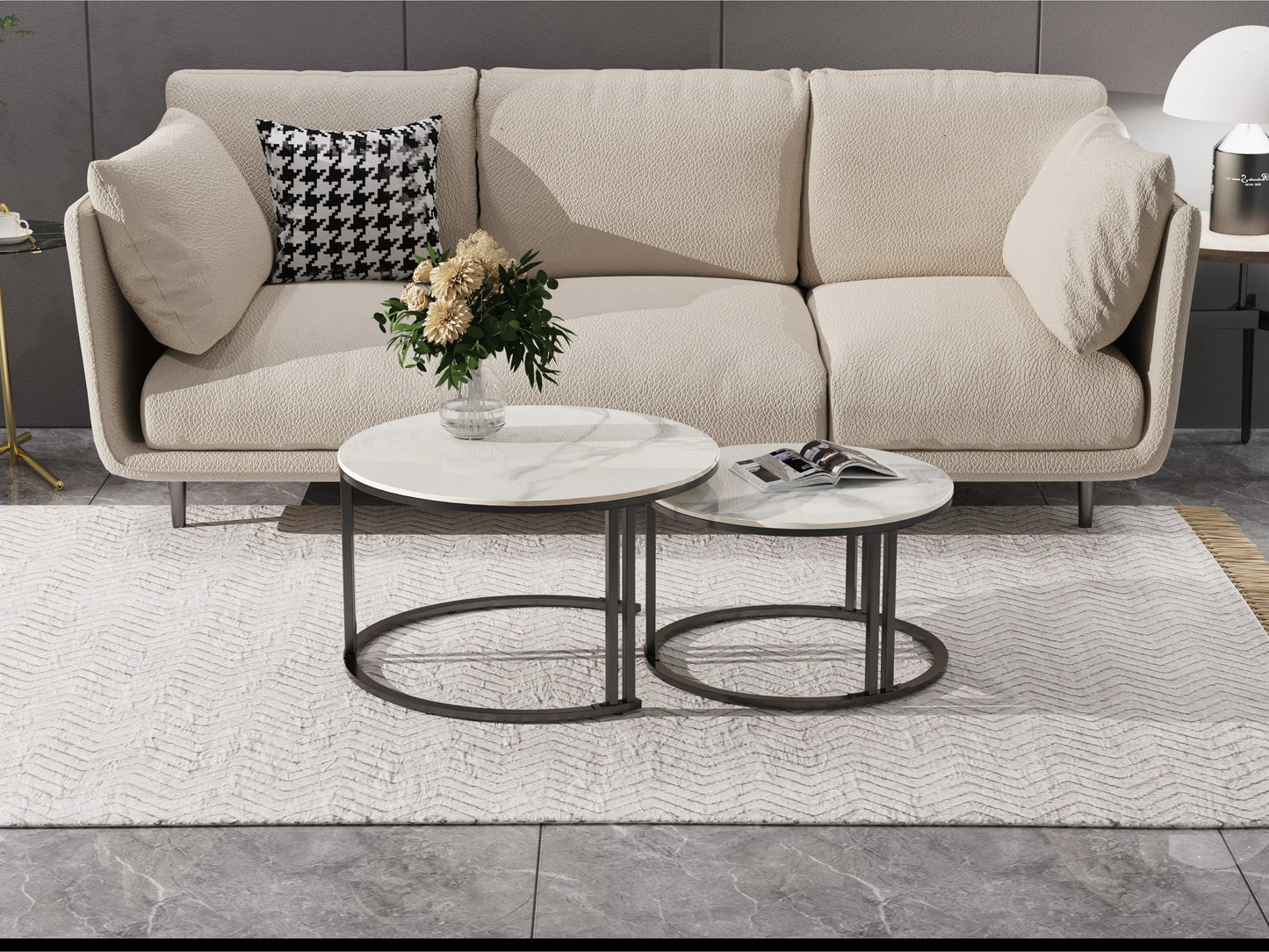 Wisfor Circle Nesting Coffee Table Set Of 2 Sinter Stone