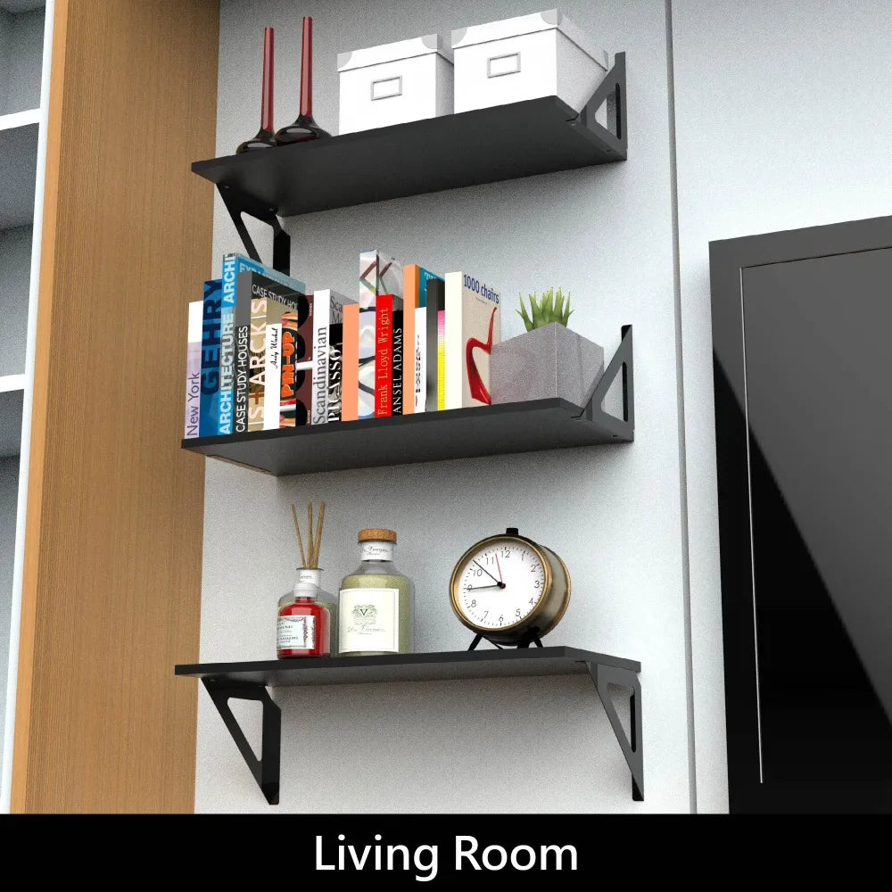 Laminated Wood Wall Shelf Set Of Three For Living Room