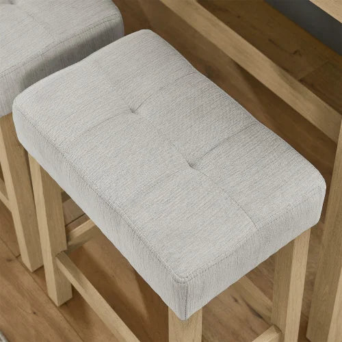 Solid Wood And MDF Dining Table Set With Upholstered Stools