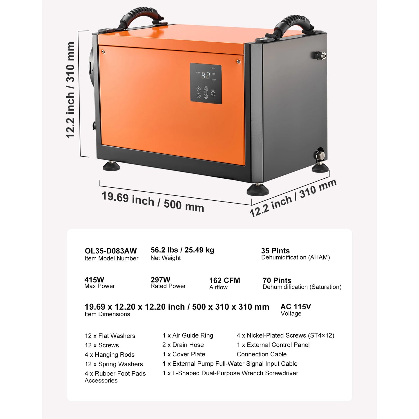 SucceBuy Commercial Dehumidifier With Drain Hose For Crawl Space Storage